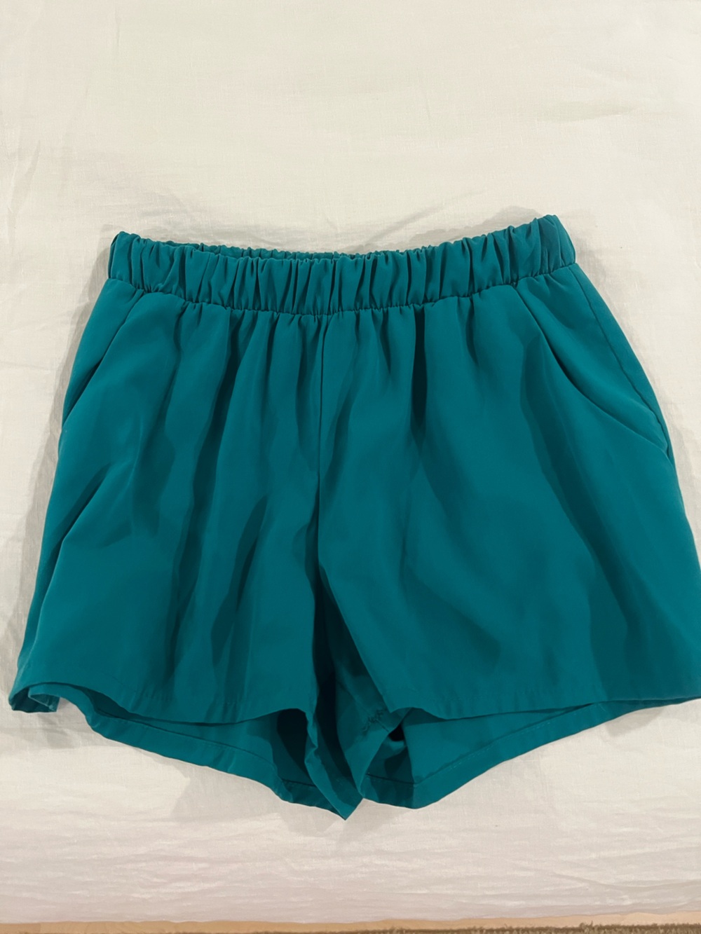 Tyche Teal High-Waist Pull-On Shorts